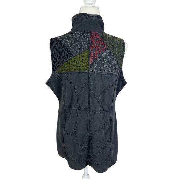 Parsley & Sage Embroidered Button Front Reversible Vest Size Large Boho Artsy - Picture 10 of 16